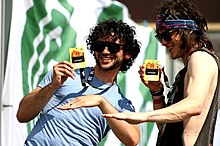 Goldwasser (left) in 2008 with bandmate Andrew VanWyngarden MGMT.jpg