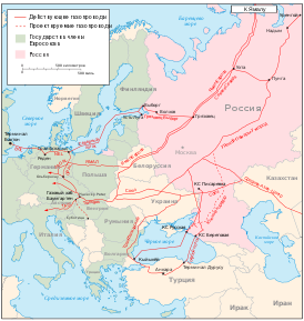 Карта транзитных газопроводов