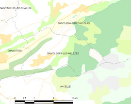 Mapa obce Saint-Léger-les-Mélèzes