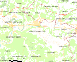 Mapa obce Terrasson-Lavilledieu