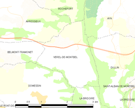 Mapa obce Verel-de-Montbel