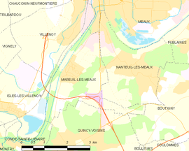 Mapa obce Mareuil-lès-Meaux