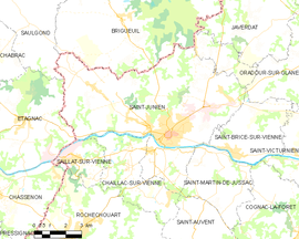 Mapa obce Saint-Junien