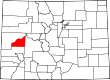 Harta statului Colorado indicând comitatul Delta