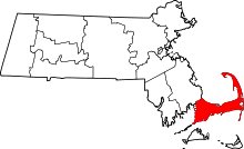 Harta e Barnstable County në Massachusetts