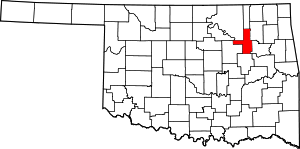 Map of Oklahoma highlighting Tulsa County