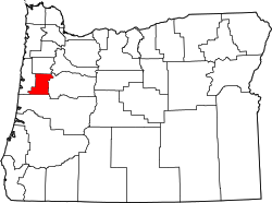 Map of Oregon highlighting Benton County.svg