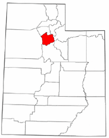 Salt Lake County contains the highest population of Hispanic/Latin Utah residents per-capita Map of Utah highlighting Salt Lake County.png