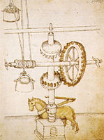Mariano de Jacopo.  Dibujo de un dispositivo de elevación diseñado por Brunelleschi
