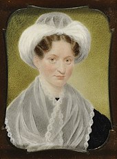 Mary Lyon (1797-1849) founded the first woman's college, Mount Holyoke College in western Massachusetts in 1837 Mary Lyon ivory miniature cropped.jpg