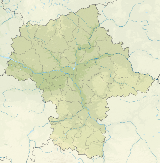 Mapa konturowa województwa mazowieckiego, na dole znajduje się punkt z opisem „źródło”, powyżej na lewo znajduje się również punkt z opisem „ujście”