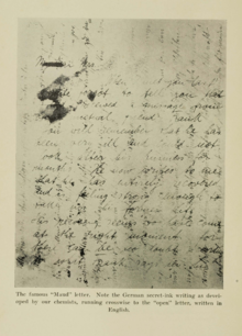 The Maud letter of Mme. Victorica, written in German secret ink. ca. 1917. Maud letter.png