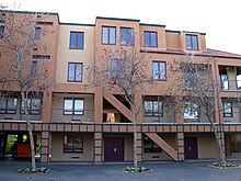 Residence Halls at the Middle Earth undergraduate housing complex (for freshmen) are named after places and characters from J. R. R. Tolkien's The Lord of the Rings book series. Middle Earth dorms, UCI.jpg