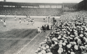 Bitter rivals Millwall and West Ham United playing in the 1930 FA Cup at Upton Park. Millwallwestham1930.gif