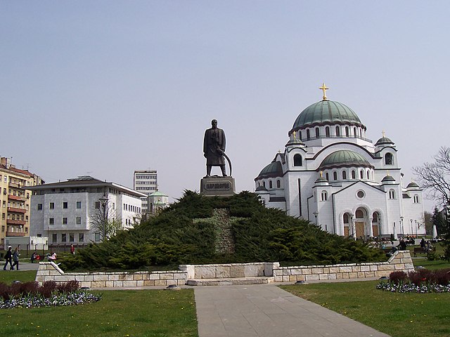 Karađorđe and Church of Saint Sava, on the Vračar plateau, where the Turks burned the remains of Saint Sava