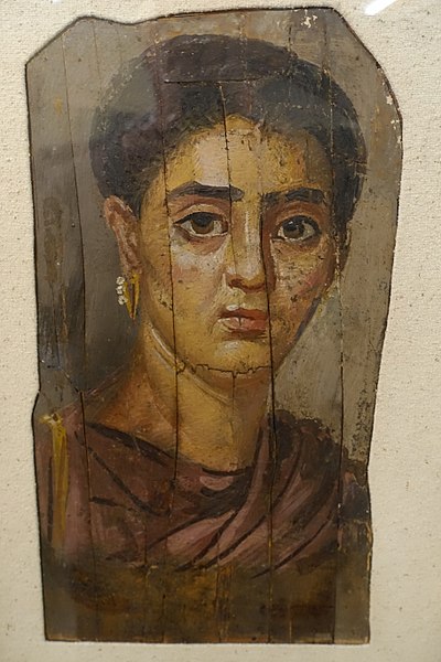 File:Mummy portrait of a distinguished woman, Egypt, Fayum, c. 130 AD, H 2197 - Martin von Wagner Museum - Würzburg, Germany - DSC05329.jpg