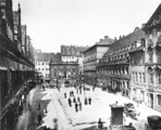 Der Naschmarkt um 1880 mit dem Stockhaus (hinten rechts)