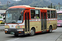 初代車両の代走で使用された西東京バス標準色のリエッセ (C20351)