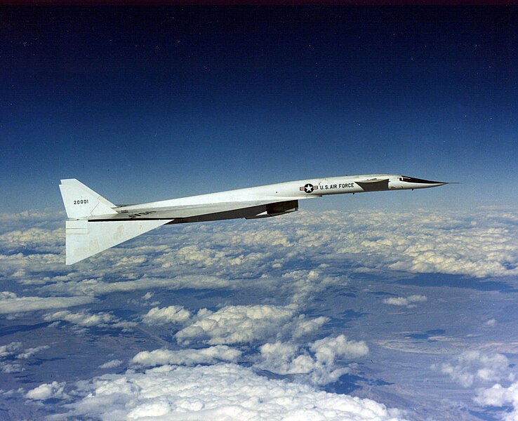 File:North American XB-70A Valkyrie in flight with wingtips in 65 percent (full) drooped position 061122-F-1234P-021.jpg