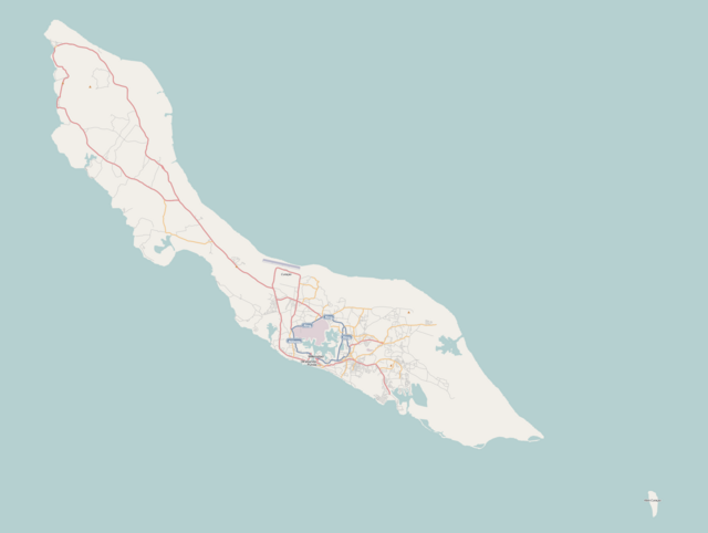 Mapa konturowa Curaçao, w centrum znajduje się punkt z opisem „CUR”