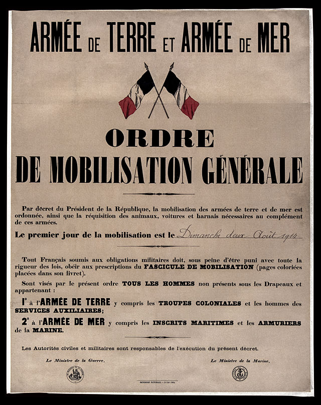 Ordre de Mobilisation générale du 2 août 1914.