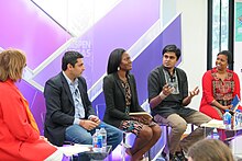 A panel discusses social entrepreneurship in the health care sector in 2015. Panel on social entrepreneurs at Spotlight Health Aspen Ideas Festival 2015.JPG
