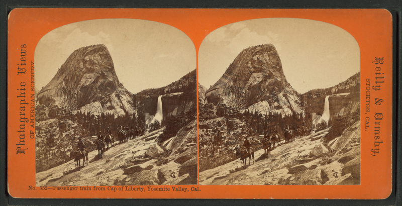 File:Passenger train from Cap of Liberty, Yosemite Valley, Cal, by Reilly, John James, 1839-1894.png