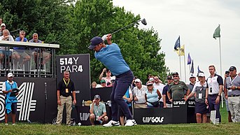Paul Casey tees off at Trump National in Bedminster, NJ, while competing for LIV Golf.  Casey placed 6th at the LIV Golf Invitational Bedminster. Paul Casey at LIV Golf.jpg