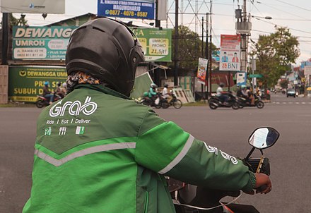 GrabBike rider in Yogyakarta, Indonesia
