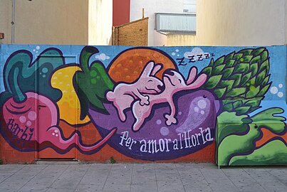 Per amor a l'horta (Ortua maitatu) murala Plaza Nagusian, Almàssera