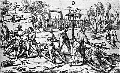 Composite woodcut print by Lukas Mayer of the execution of Peter Stumpp in 1589 at Bedburg near Cologne. Peter Stump crop.jpg