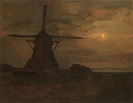 Molen bij maanlicht