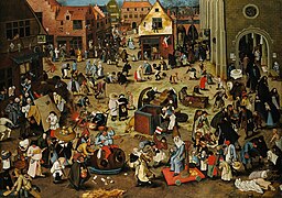 Pieter Brueghel the Younger, The Battle Between Carnival and Lent. Oil on oak panel. Sotheby's.jpg