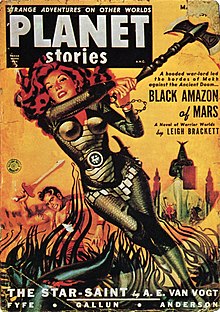 Brackett's novella Black Amazon of Mars was the cover story in the March 1951 issue of Planet Stories.