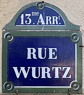 Plaque Rue Wurtz - Paris XIII (FR75) - 2021-07-20 - 1.jpg