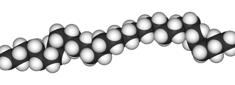 Eine einzelne Polyethylen-Kette, die Grundstruktur aller einfachen Kunststoffe.