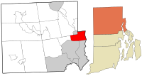ロードアイランド州内のポータケットの位置の位置図