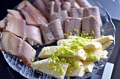 Smoked eel and trout with scrambled eggs