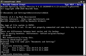 The chkdsk command on ReactOS ReactOS-0.4.13 chkdsk command 667x434.png