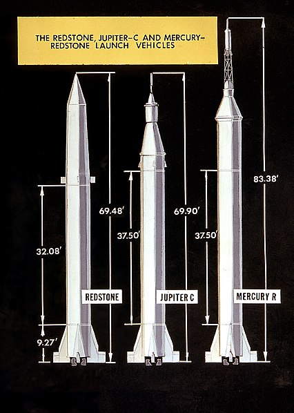 Redstone, Jupiter-C and Mercury-Redstone rockets compared
