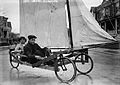 Image 3 Land sailing Photo credit: Bain News Service An early 20th-century sail wagon, used in the sport of land sailing, in Brooklyn, New York. Land sailing is the act of moving across land in a wheeled vehicle powered by wind through the use of a sail. Although land yachts have existed since Ancient Egypt, the modern sport was born in Belgium in 1898. More selected pictures