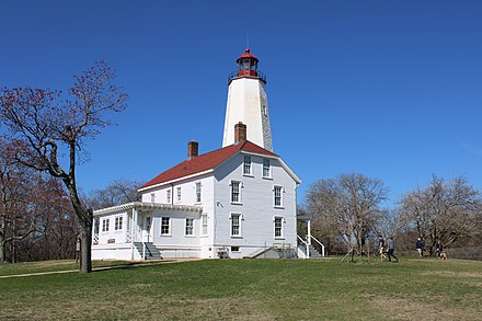 Sandy Hook Lighthouse on Sandy Hook, the oldest operating lighthouse in the United States