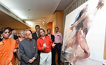 President Pranab Mukherjee visiting the exhibition of Ahmed, organized by the Ganges Art Gallery (December 2015) Shahabuddinexhibition.jpg