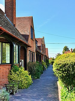 Picture of the pathway leading to the front of the Sidney Hill Wesleyan Cottage Homes at Churchill, North Somerset.