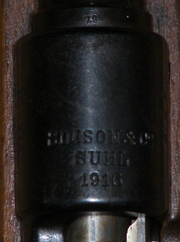 Receiver of a Gewehr 98 rifle made by Simson in 1916