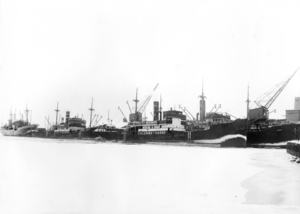 Skip ved kai, Værlebrygga i Moss 2. februar 1941.png