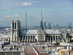 קתדרלת נוטרדאם דה פארי: החזית הדרומית מהפנתאון של פריז.