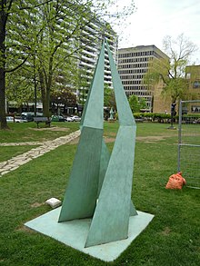 Apartments surround Balliol Parkette in West Mount Pleasant. The majority of the people living in the area live in high/low-rise apartments. Square Spiral Al Green Toronto 2010.JPG