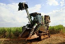 Typical sugarcane harvester, Sao Paulo state. Sugarcane harvesting equipment Piracicaba 05 2009 5845.JPG