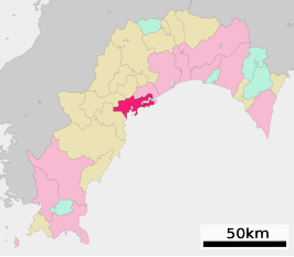 Situering van Susaki in de prefectuur Kōchi